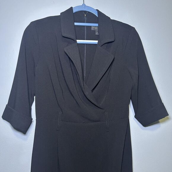 Donna Karan New York Dress Women's 6 Black Cowl Neck Sheath Belted Work Office - Picture 4 of 12